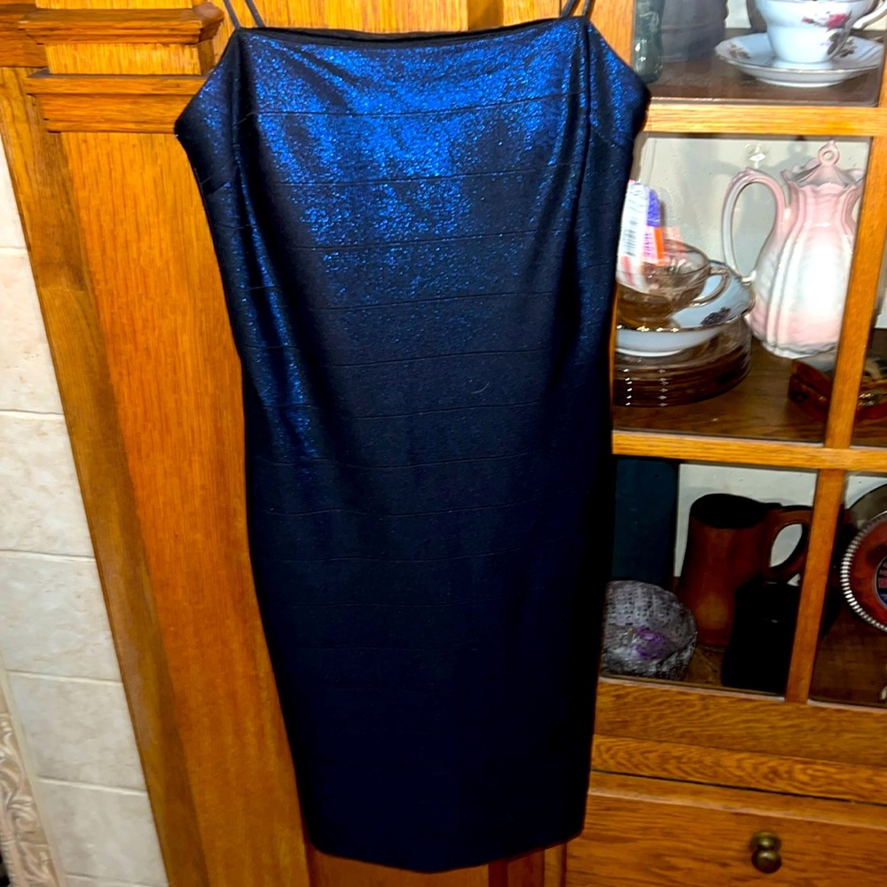 Shimmer metallic blue night out dress